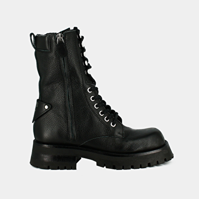 Bottines rangers à lacets, zips et bouts... en cuir grainé noir | BROADWAY | Jonak