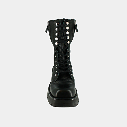 Bottines rangers à lacets, zips et bouts... en cuir grainé noir | BROADWAY | Jonak