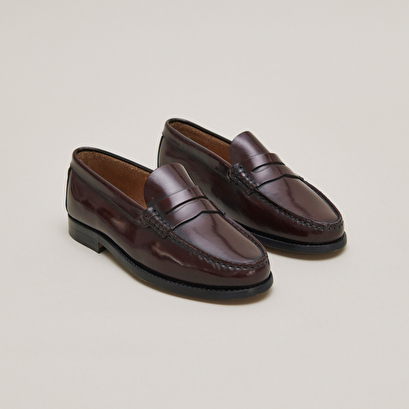 Mocassins à bouts ronds en cuir glacé bordeaux | ODELYA | Jonak