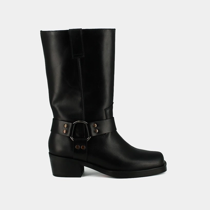 Bottes &agrave; boucles en cuir gras noir | BUFFALO | Jonak