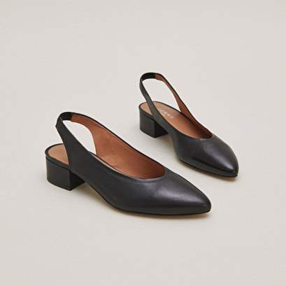 Ballerines à bouts arrières ouverts en cuir noir | VINCE | Jonak