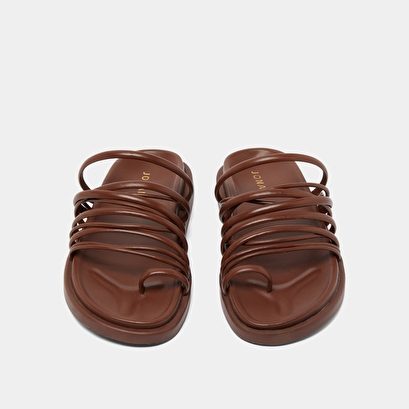 Sandales à multiples brides en cuir marron | WALKMAN | Jonak