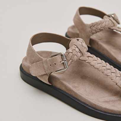 Sandales à boucles en croute taupe | WESTIN | Jonak