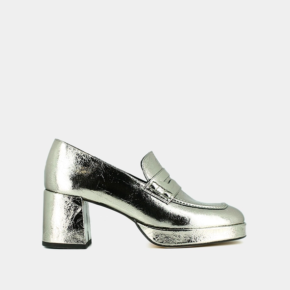 Mocassins &agrave; plateformes en cuir m&eacute;tallis&eacute; | VOLTURA | Jonak