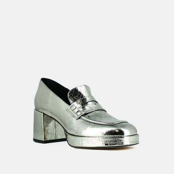 Mocassins &agrave; plateformes en cuir m&eacute;tallis&eacute; | VOLTURA | Jonak