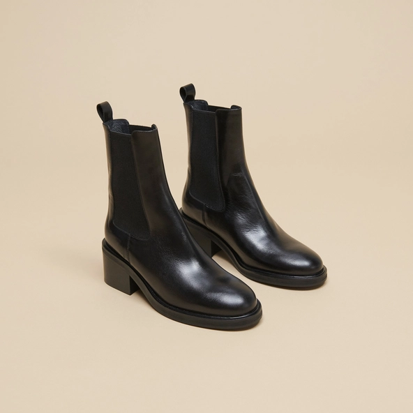 Boots à élastiques en cuir noir | DEMOISELLE | Jonak