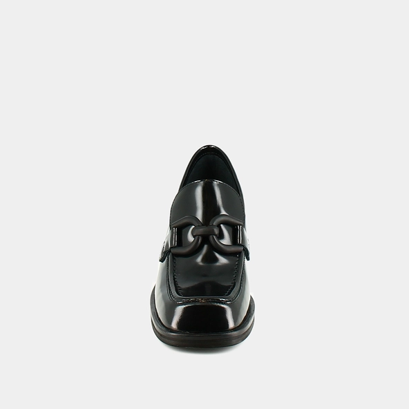 Mocassins à talons en cuir glacé noir | DARKNET | Jonak