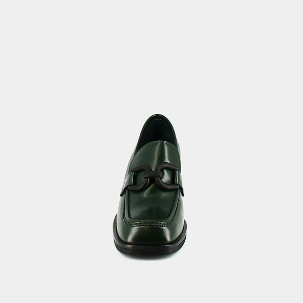 Mocassins à talons en cuir glacé vert sapin | DARKNET | Jonak
