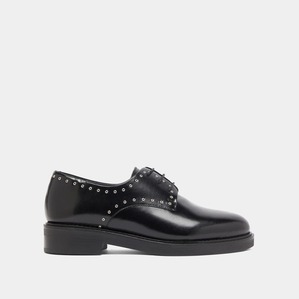 Derbies à détails argentés en cuir noir | DAHO | Jonak