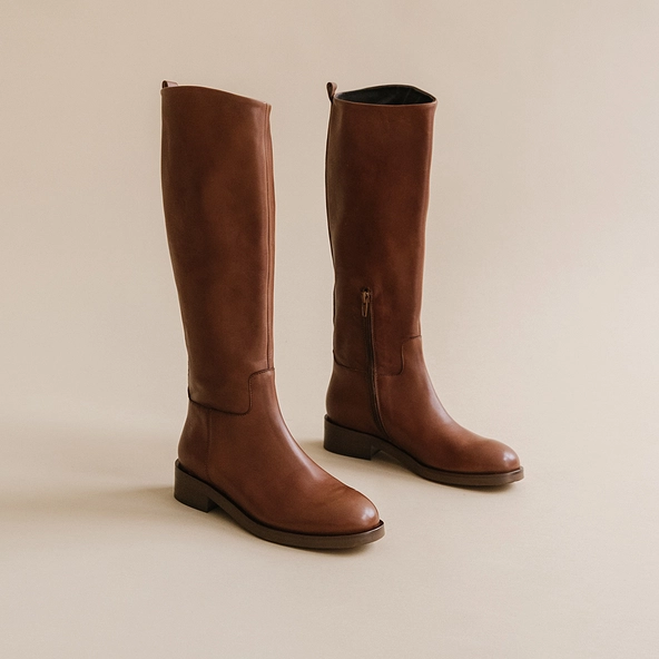 Bottes hautes en cuir cognac | MACARON | Jonak