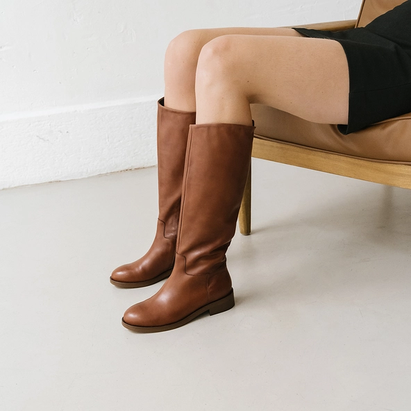 Bottes hautes en cuir cognac | MACARON | Jonak