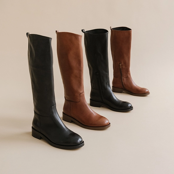 Bottes hautes en cuir cognac | MACARON | Jonak