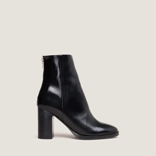 Bottines &agrave; talons en cuir noir | DEEP | Jonak