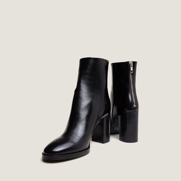 Bottines &agrave; talons en cuir noir | DEEP | Jonak