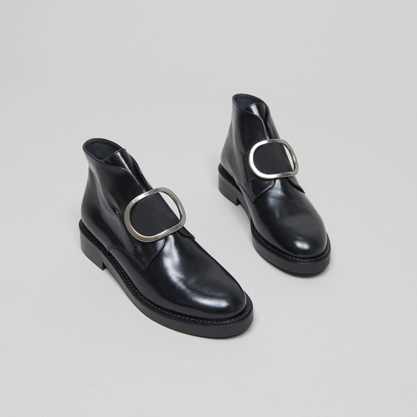 Boots &agrave; talons en cuir noir | DICTEE | Jonak