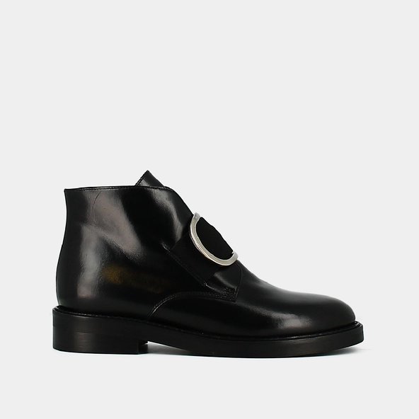 Boots &agrave; talons en cuir noir | DICTEE | Jonak