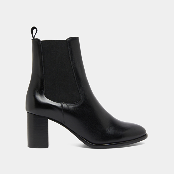 Boots à talons et élastiques en cuir noir | DEVIN | Jonak