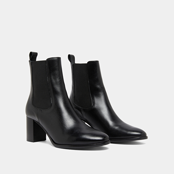 Boots à talons et élastiques en cuir noir | DEVIN | Jonak