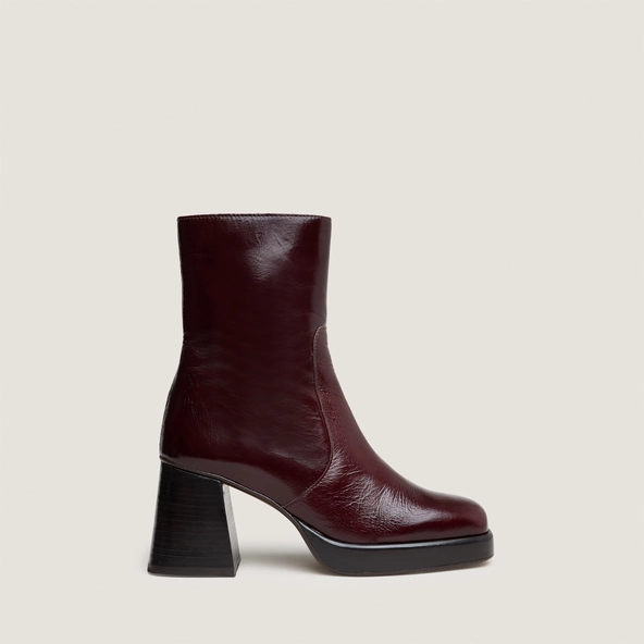 Bottines à plateformes en cuir brillant marron foncé | BRIGAND | Jonak
