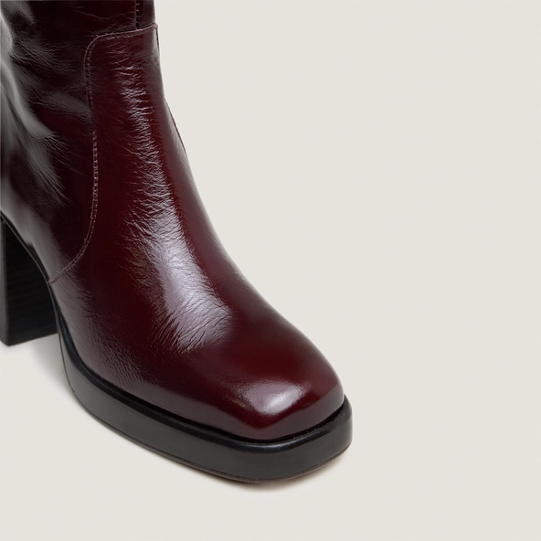 Bottines à plateformes en cuir brillant marron foncé | BRIGAND | Jonak