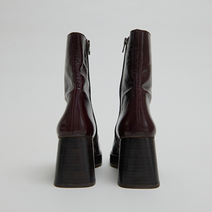 Bottines à plateformes en cuir brillant marron foncé | BRIGAND | Jonak
