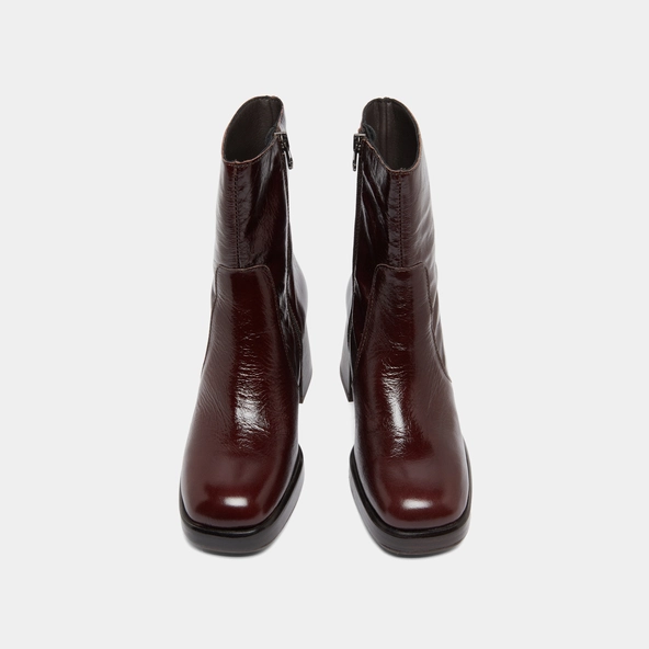 Bottines à plateformes en cuir brillant marron foncé | BRIGAND | Jonak