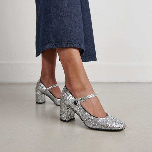 Babies &agrave; talons en glitter et vernis argent et noir | DAFT | Jonak