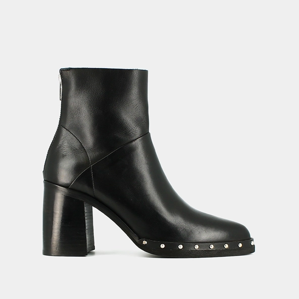 Boots à talons hauts et fermetures éclai... en cuir noir | DIXIT | Jonak