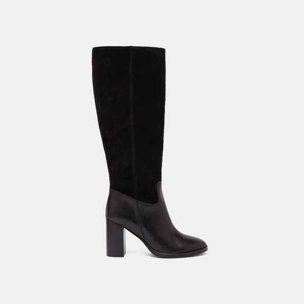 Bottes à talons en cuir et croute noirs | DOWN | Jonak