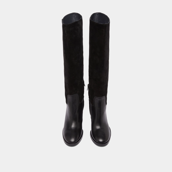 Bottes à talons en cuir et croute noirs | DOWN | Jonak