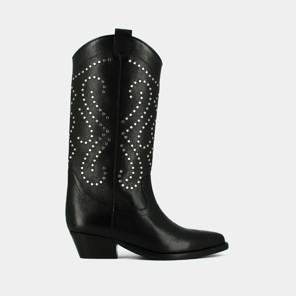 Bottes à talons biseautés en cuir noir | DYNASTIE | Jonak