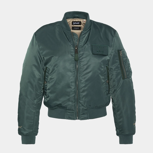 The Jonak Bomber - Jonak x Schott en nylon vert et détails en cuir | THE | Jonak