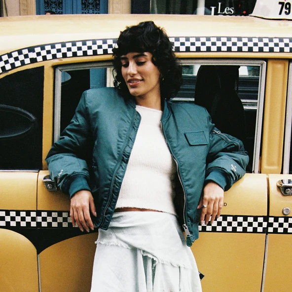 The Jonak Bomber - Jonak x Schott en nylon vert et détails en cuir | THE | Jonak