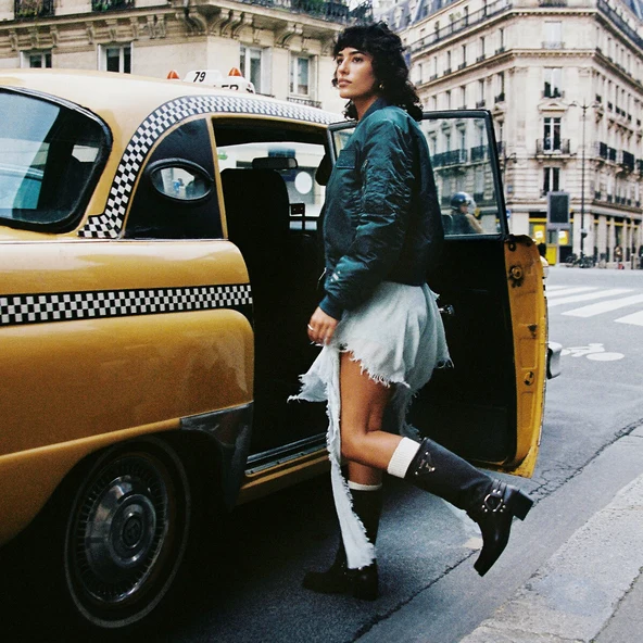 The Jonak Bomber - Jonak x Schott en nylon vert et détails en cuir | THE | Jonak