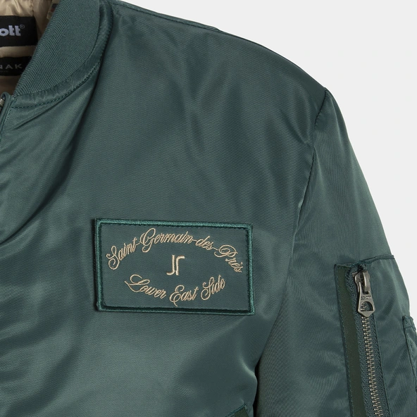 The Jonak Bomber - Jonak x Schott en nylon vert et détails en cuir | THE | Jonak