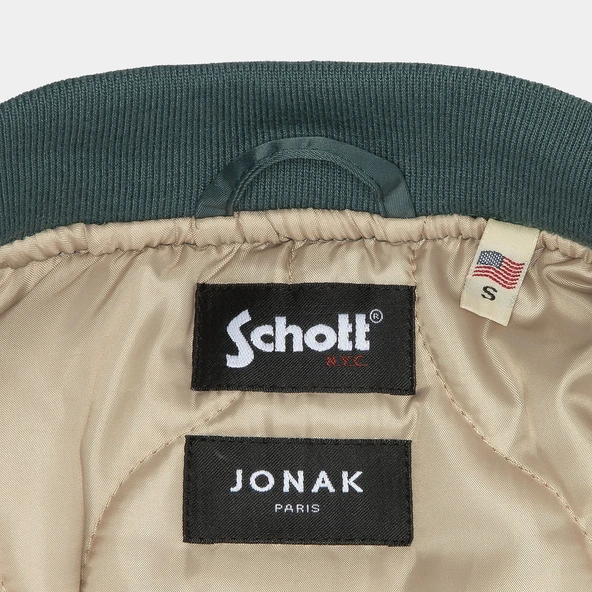 The Jonak Bomber - Jonak x Schott en nylon vert et détails en cuir | THE | Jonak