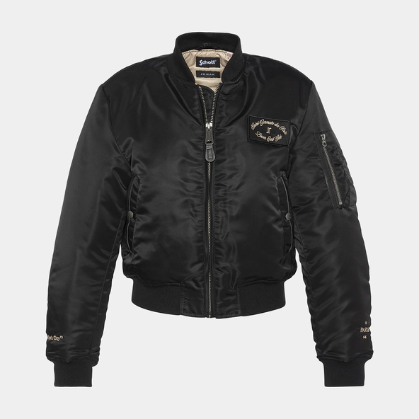The Jonak Bomber - Jonak x Schott en nylon noir et détails en cuir | THE | Jonak