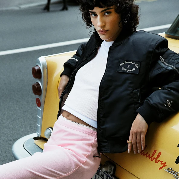 The Jonak Bomber - Jonak x Schott en nylon noir et détails en cuir | THE | Jonak
