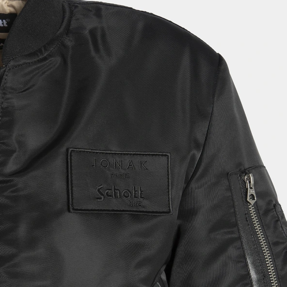 The Jonak Bomber - Jonak x Schott en nylon noir et détails en cuir | THE | Jonak