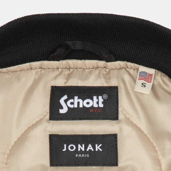 The Jonak Bomber - Jonak x Schott en nylon noir et détails en cuir | THE | Jonak