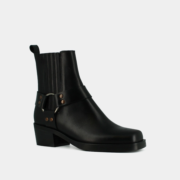 Bottines à boucles en cuir gras noir | BALTIMORE | Jonak