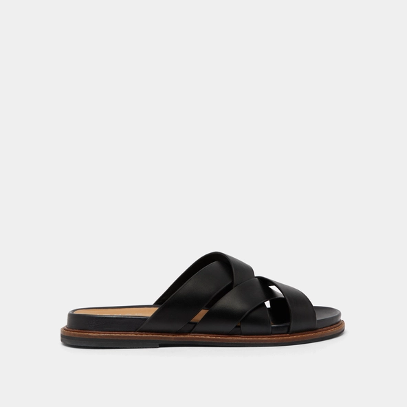 Mules à brides larges en cuir noir | ALEXANDRE | Jonak