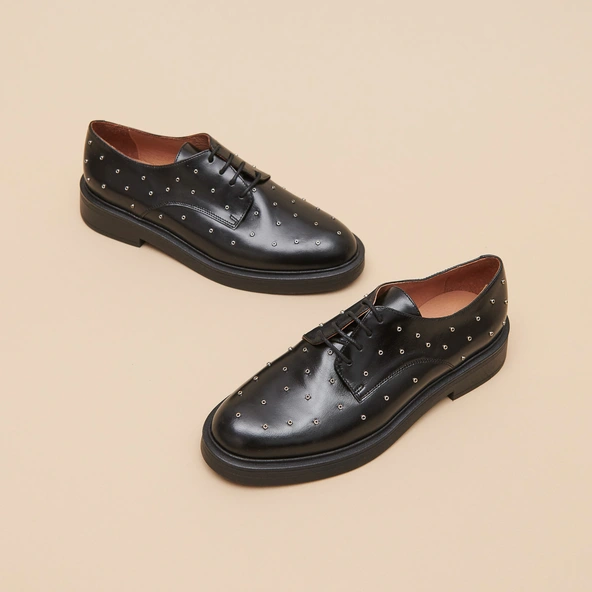 Derbies à détails argentés en cuir noir | ABEILLE | Jonak