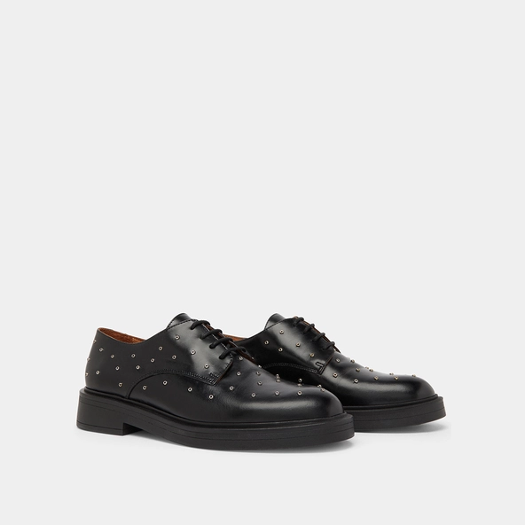 Derbies à détails argentés en cuir noir | ABEILLE | Jonak