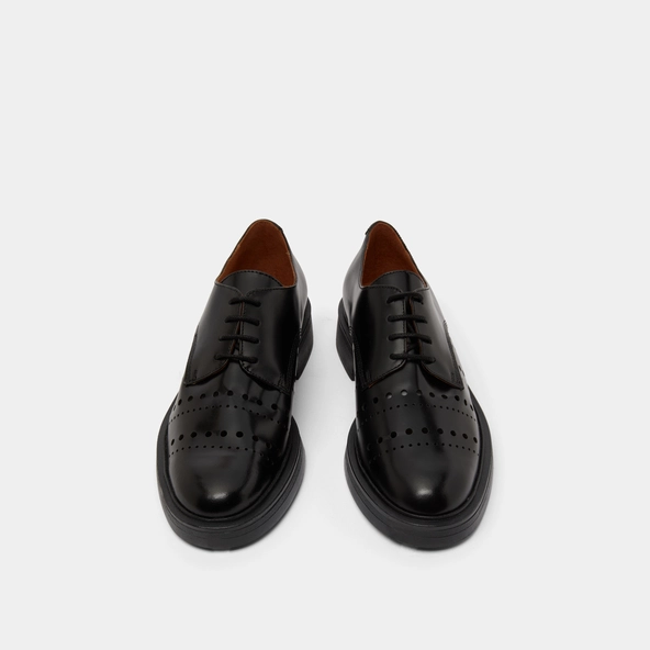 Derbies perc&eacute;es en cuir glac&eacute; noir | AMARANTE | Jonak