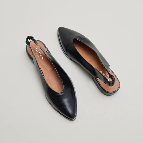 Ballerines à bouts arrières ouverts en cuir noir | ACAJOU | Jonak