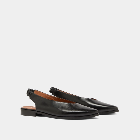 Ballerines à bouts arrières ouverts en cuir noir | ACAJOU | Jonak