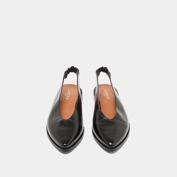 Ballerines à bouts arrières ouverts en cuir noir | ACAJOU | Jonak