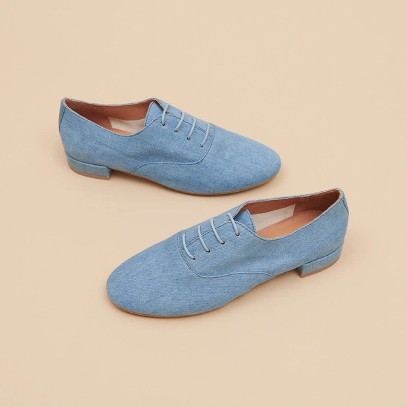 Richelieus à talons plats en jeans bleu | ADENISE | Jonak