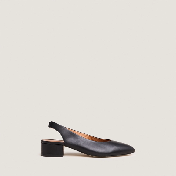 Ballerines &agrave; bouts arri&egrave;res ouverts en cuir noir | VINCE | Jonak